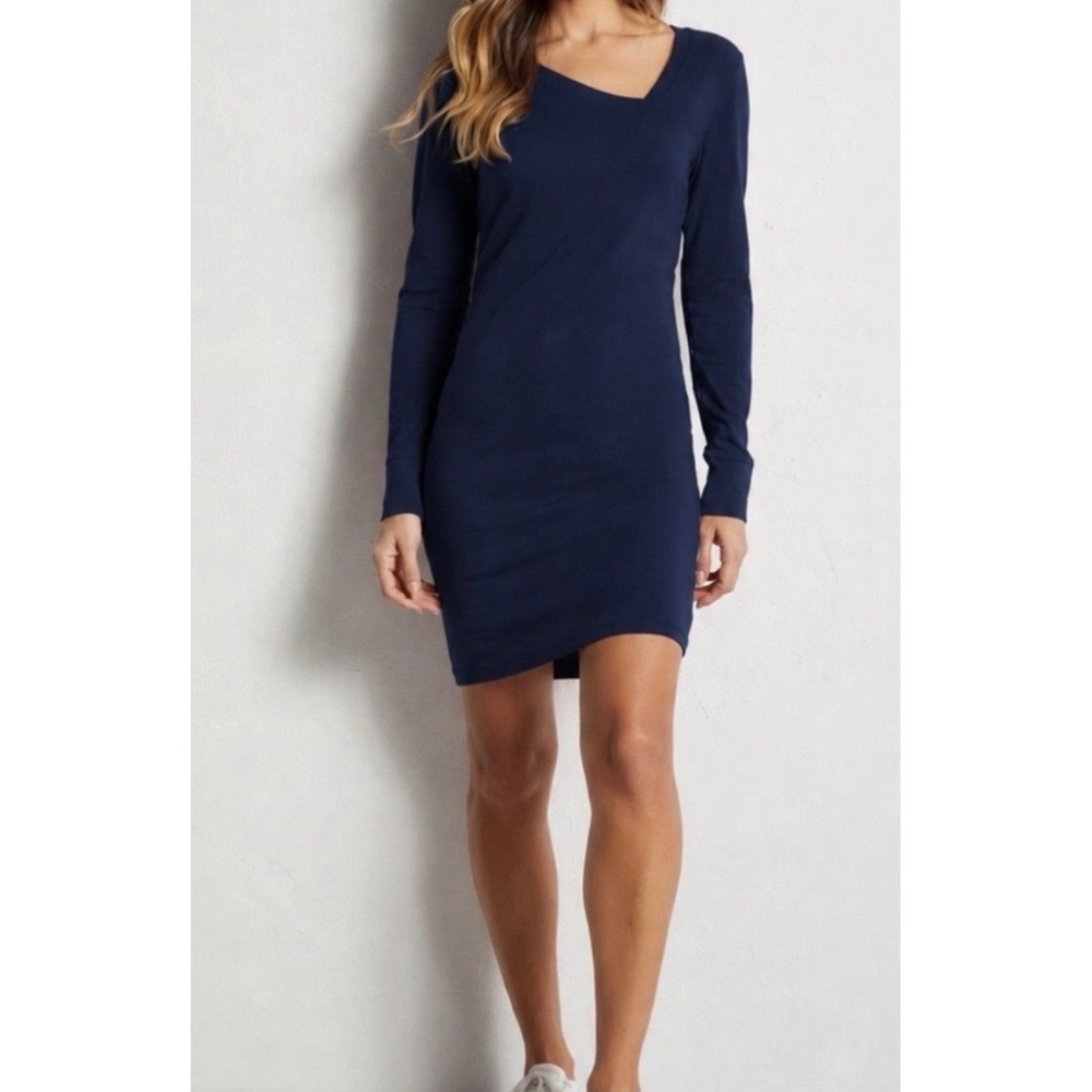 Anatomie‎ Womens Hattie Dress Medium Pima Cotton Asymmetrical Neck Minimalist